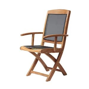 Colorado Natural Teak Wood Folding Outdoor Armchair with Textilene Back and Seat