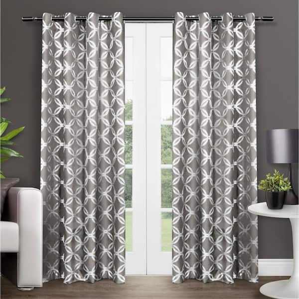 Modo Black Pearl Ogee Light Filtering Grommet Top Curtain, 54 in. W x 96 in. L (Set of 2)