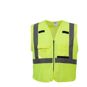 Small/Medium Yellow Class 2 High Visibility Safety Vest with 10 Pockets