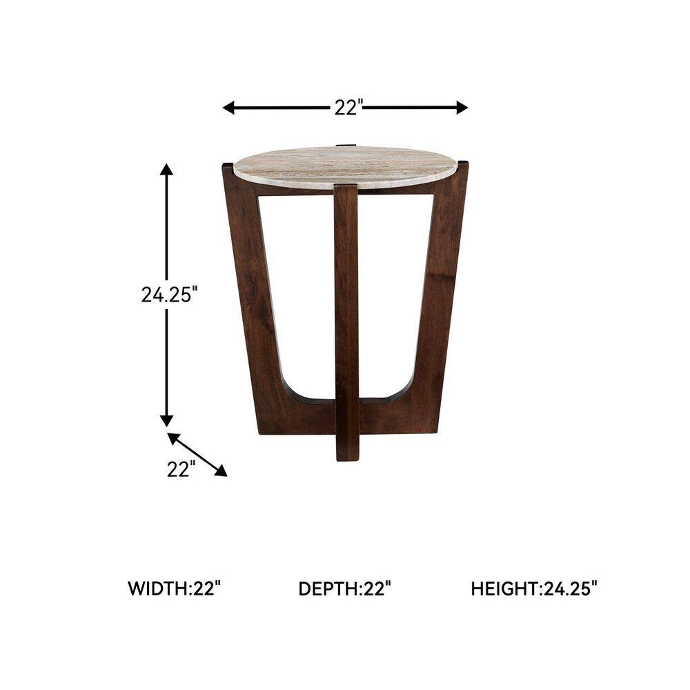 Tanidore 22 in. Brown Round Marble End Table - thumbnail 10