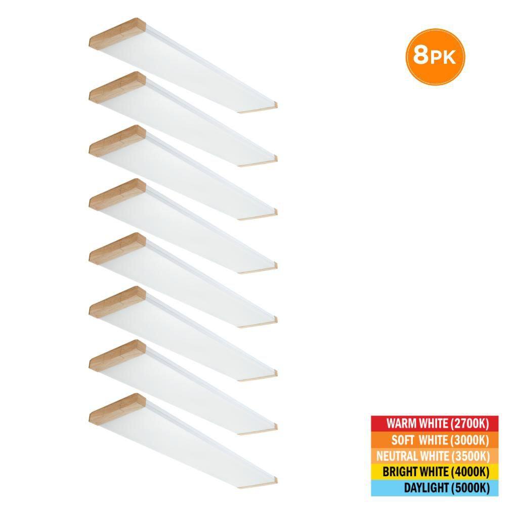 8-Pack 46 in. x 10 in. LED Flush Mount Ceiling Light Fixture Oak Design End Caps Low Profile 2700K-5000K 5500 Lumens price history on PriceWatchPro