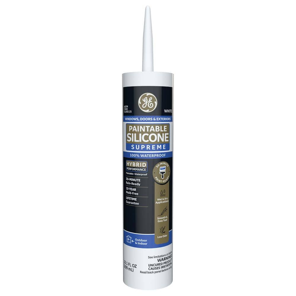 GE Paintable Silicone Supreme 10.1 oz. White Exterior Window and Door Sealant2709114 The Home