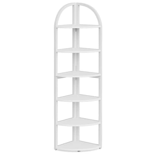 Tribesigns Charles 23.6 in Wide White 6 Shelf Standard Bookcase for Living Room