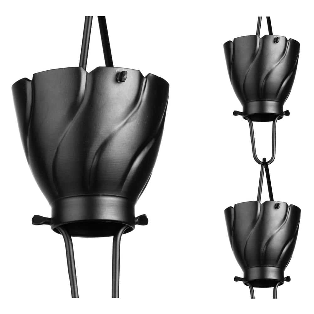 Monarch Rain Chains 8.5 ft. Aluminum Akira Rain Chain (Black) 19135 The Home Depot