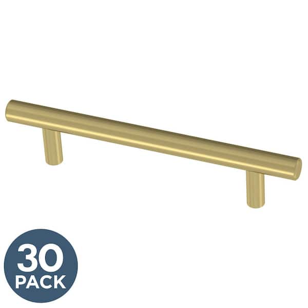 Franklin Brass Simple Bar 3-3/4 in. (96 mm) Center-to-Center Satin Gold Cabinet Drawer Bar Pull (30-Pack)