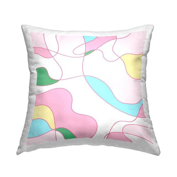 Stupell Industries Pastel Curving Doodle Shapes Pink Geometric Polyester 18 in. x 18 in. Throw Pillow