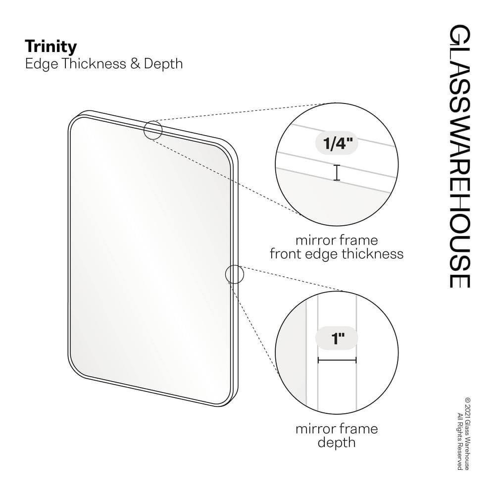 Trinity 32" x 22" Black Wood Full Length Rectangular Mirror