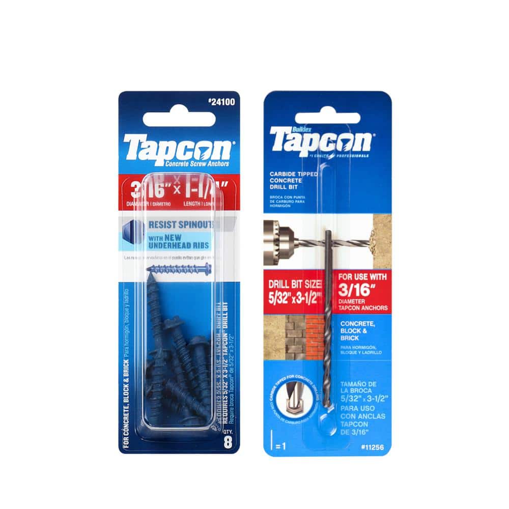 Tapcon 3/16 in. x 11/4 in. HWH Concrete Anchors and 5/32 in. x 31/2