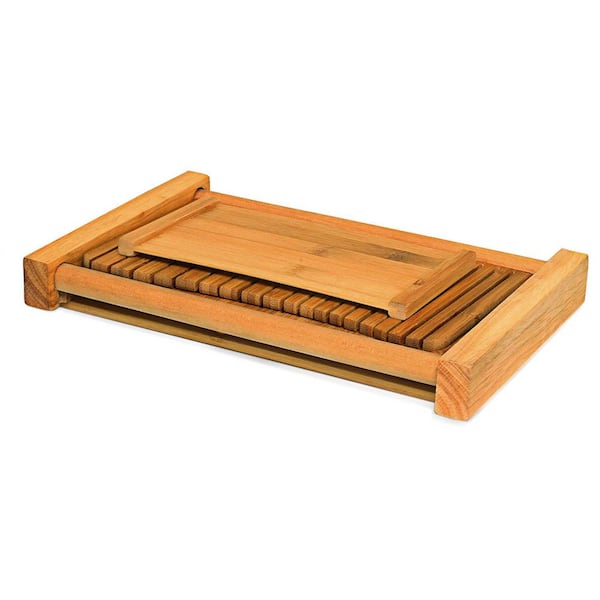 Bamboo Bread Slicer Wooden Compact Foldable Cutter Bread Cutting Board  Serving Tray