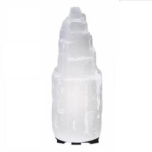 9 in. 6 lbs. - 8 lbs. White Natural Crystal Selenite Lamp with Dimmer Switch