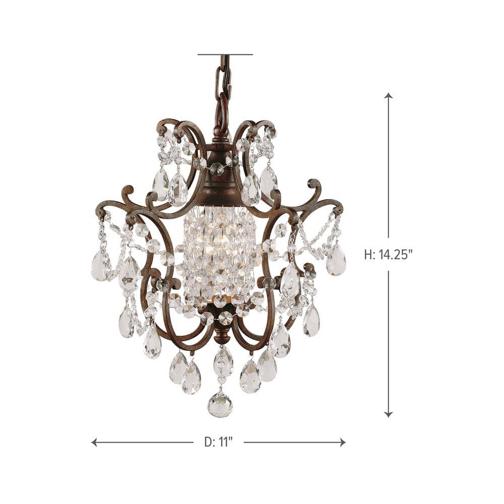 Versailles Spirit Mini Chandelier in British Bronze with Faceted Crystals