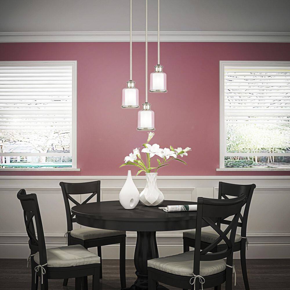 Polished Nickel Modern Mini Pendant Light with Handcrafted Glass
