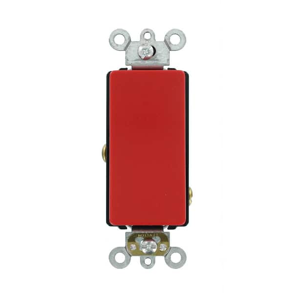 Leviton Decora Plus 20-Amp 120/277-Volt Antimicrobial Treated Single-Pole Rocker Switch, Red