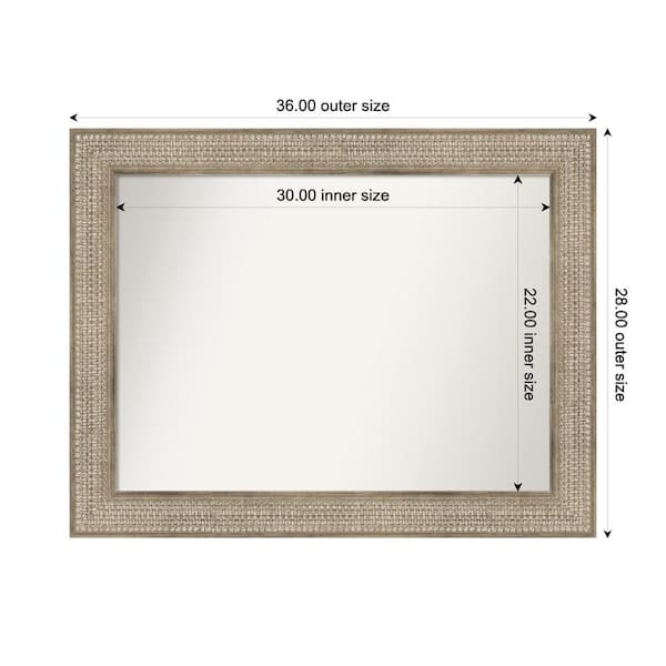 Amanti Art Trellis Silver 36 in. x 28 in. Custom Non-Beveled Wood Framed Bathroom Vanity Wall Mirror