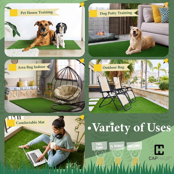 CAPHAUS Green 2.5 ft. x 4.5 ft. Artificial Grass Turf, Faux Grass