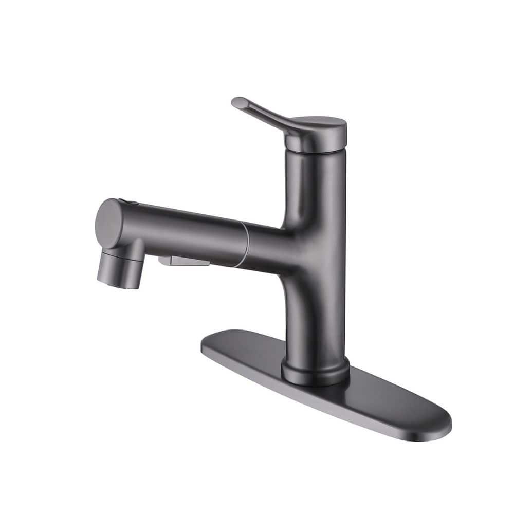 Single Handle Single Hole Pull Out Bathroom Faucet with Deckplate Included in Gunmetal Grey price history on PriceWatchPro