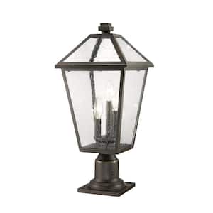 Talbot 22 in. 3-Light Bronze Metal Hardwired Outdoor Weather Resistant Pier Mount Light with No Bulb in.cluded