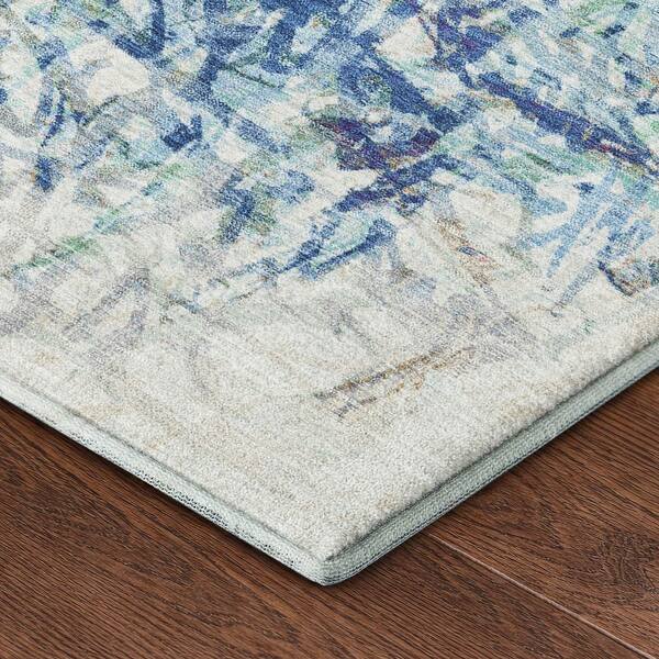 Mayfield Premium Machine Washable Abstract AMF2449 Navy 9 ft. x 12 ft. Area Rug