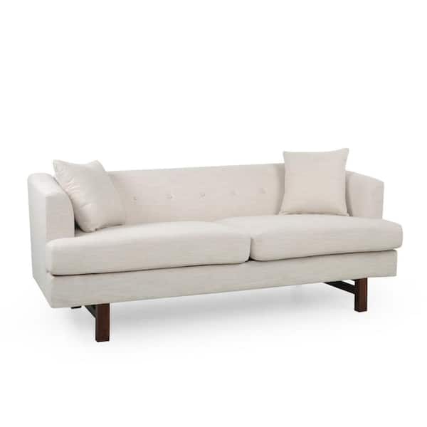 Noble House Arvilla 73.5 in. Beige and Espresso Polyester 3-Seats Sofa