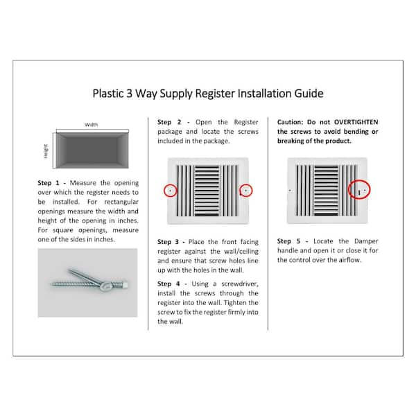 Venti Air 12 in x 6 in White Plastic 3 Way Supply Register for Duct Opening  12 in W x 6 in H HPS1206 - The Home Depot