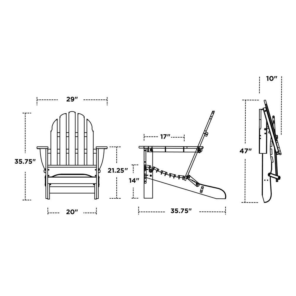 Eco-Friendly Dark Teak Polywood Folding Adirondack Chair