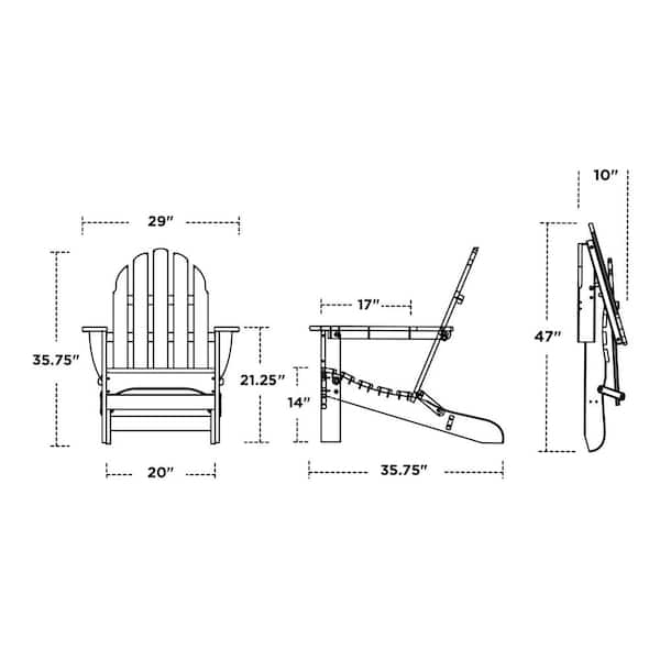 POLYWOOD - Classic White Folding Plastic Adirondack Chair