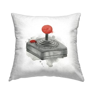 Vintage Game Controller Joystick Grey Square Outdoor Throw Pillow