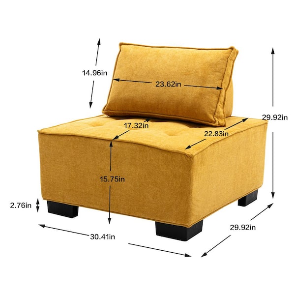 Magic Home 30.41 in. Modular Square Floor Couch Ottoman Poly Fabric Accent Small  Sofa Coffee Table with Removable Pillows, Yellow CS-PP193595AAA - The Home  Depot