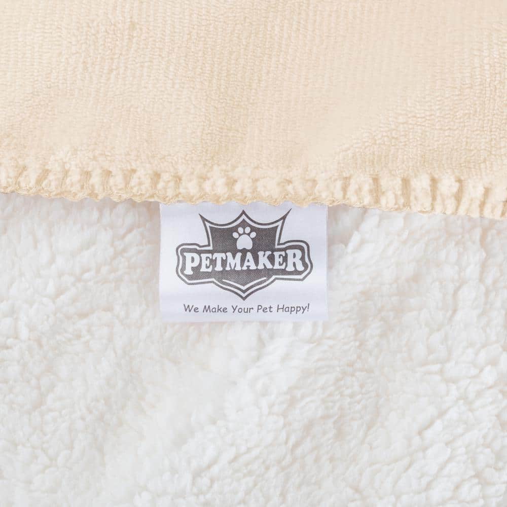 Cream Reversible Sherpa Fleece Waterproof Pet Blanket