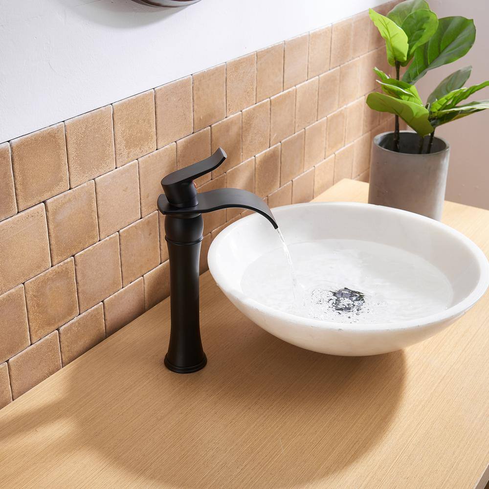 Matte Black Single Handle Waterfall Vessel Sink Faucet