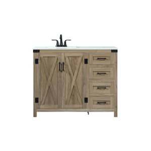 Simply Living 42 in. W x 19 in. D x 34 in. H Bath Vanity in Natural Oak with Ivory White Engineered Marble Top
