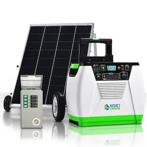 1800-Watt/2880W Peak Push Button Start Solar Powered Portable Generator with Power Transfer Kit and One 100W Solar Panel