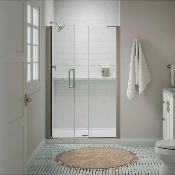 KOHLER Cursiva 45-48 in. W x 72 in. H Pivot Frameless Shower Door in ...