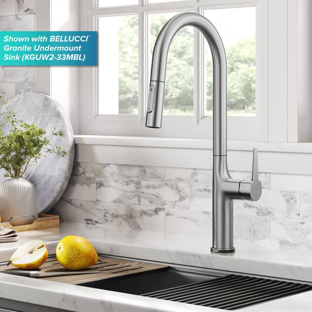 Elegant Oletto 19.88" Stainless Steel Touch-Control Kitchen Faucet