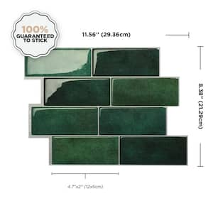 Metro Fiona Dark Green 11.56 in. x 8.38 in. Vinyl Peel and Stick Tile (2.21 sq. ft./ 4-Pack)