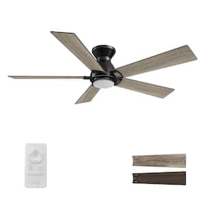 Armoy 52 in. Color Changing Integrated LED Indoor Matte Black 10-Speed DC Ceiling Fan with Light Kit/Remote Control