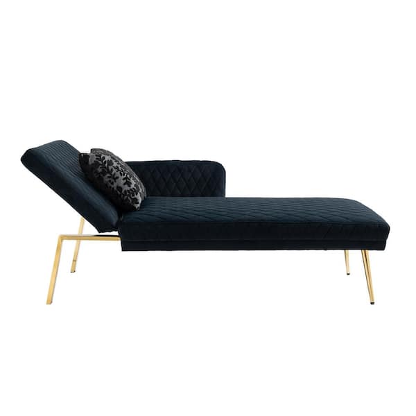 LY & S Collection 25.5 in. W Black Velvet Twin Size Sofa Bed