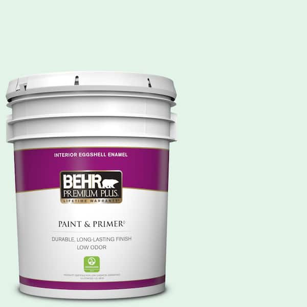 BEHR PREMIUM PLUS 5 gal. #480C-1 Light Mint Eggshell Enamel Low Odor Interior Paint & Primer