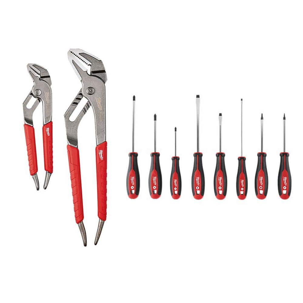 6 in. and 10 in. Comfort Grip Straight Jaw Pliers Set with 8-Piece Screwdriver Kit with Square (10-Piece) price history on PriceWatchPro
