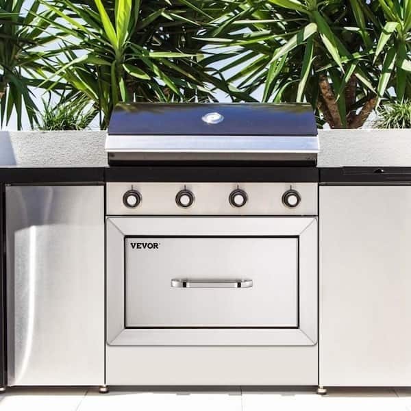 Outdoor Kitchen Drawers 14 in. W x 8.5 in. H x 23 in. D Stainless Steel Flush Mount Double Access Drawers with Handle