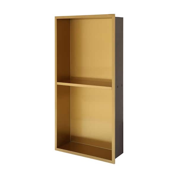 13 in. W x 25 in. H x 3.94 in. D Stainless Steel Shower Niche (Set of 2) Pieces in Gold