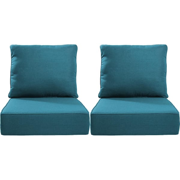 24in.x24in.x6in. 4-Piece Deep Seating Water & FadeResistant Outdoor Lounge Chair Replacement Cushion Set in Peacock Blue