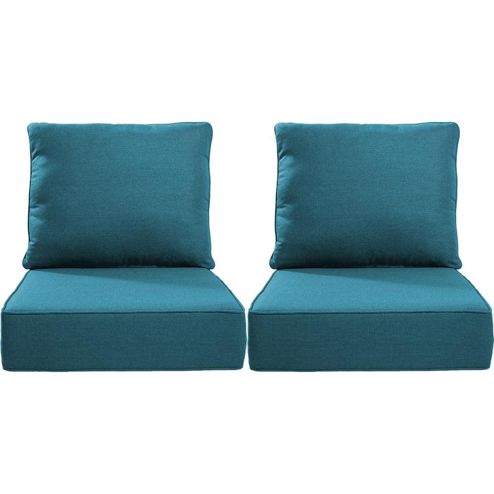 22 in. W x 24 in. D x 6 in. T 4-Piece Water Resistant Outdoor Lounge Chair Replacement Cushion Set in Peacock Blue price history on PriceWatchPro