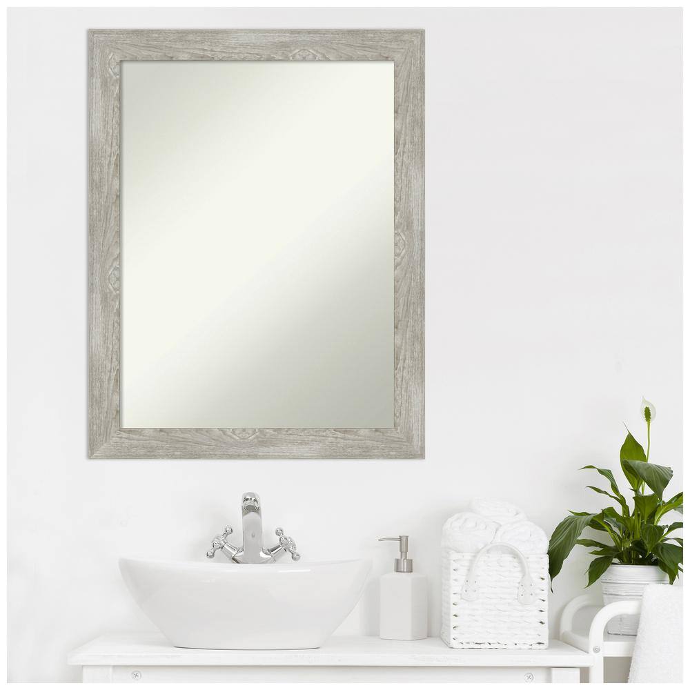 Dove Greywash Rectangular Wood Bathroom Vanity Mirror