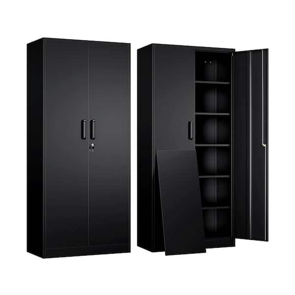 Metal Steel 31.5in x 15.7in x 70.87in Lockable Storage Cabinet with 5 Adjustable Shelves for Office Garage Home