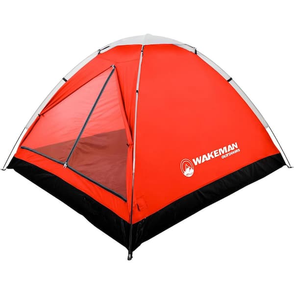 Unbranded 2-Person Water-Resistant Polyester Dome Tent with Rain Fly and Carrying Bag for Outdoor Camping/Hiking in Red