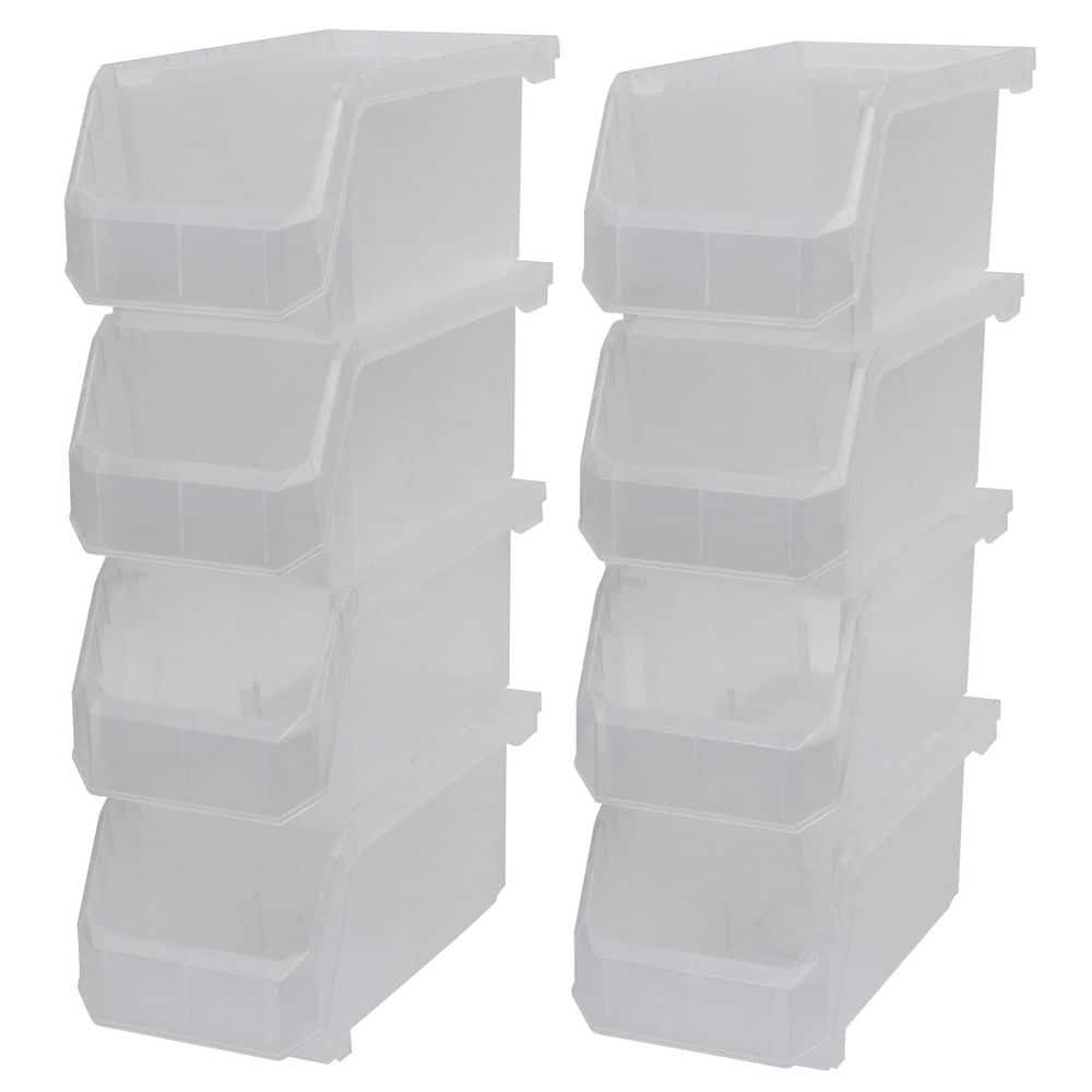 Plastic Stackable Storage Bin Containers for Organizing, Medium (11 in. D x 5 in. W x 5.5 in. H), 8-Pack, Clear
