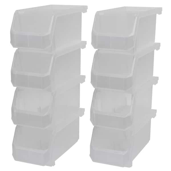 Plastic Stackable Storage Bin Containers for Organizing, Medium (11 in. D x 5 in. W x 5.5 in. H), 8-Pack, Clear