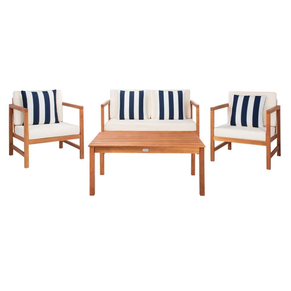 Montez Natural 4-Piece Wood Patio Conversation Set with Beige Cushions price history on PriceWatchPro