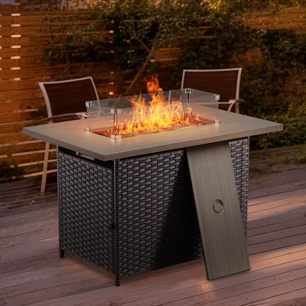 【USED】BGO TP TABLE 風 BONFIRE GO OUTSIDE Opohoro ArcoBay 41 in. Rectangular Brown Wicker and Metal